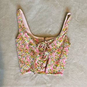 With Jean Victoria corset in Pansies, size small 🌿